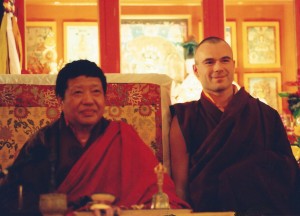 Akong Rinpoche (left) and Tashi Mannox as monk