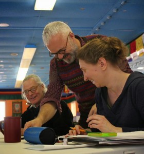 Tashi helping students