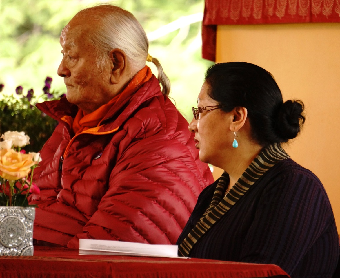 Chogyal Namkhai Norbu and Dr Phuntsog Wangmo at Friday's officials gathering on July 11, 2014
