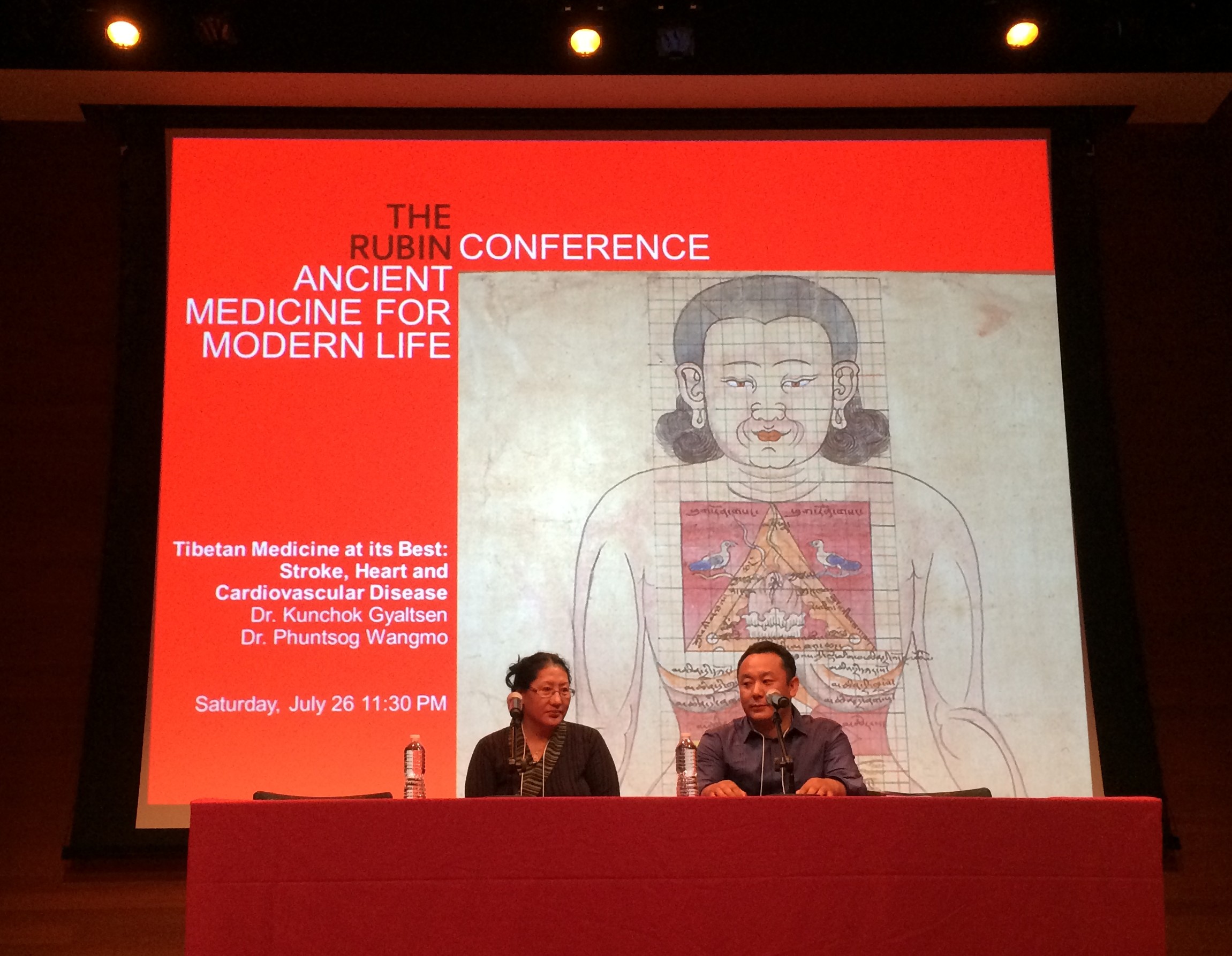 Dr. Phuntsog Wangmo (left) and Dr. Kunchok Tsetan on the panel called Tibetan Medicine and Stroke, Heart and Cardiovascular Disease