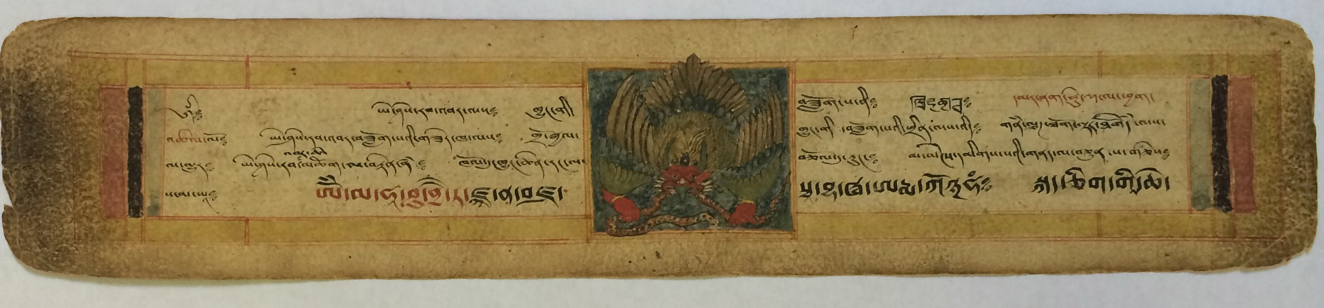 Ancient handwritten pecha with two different styles of umed script