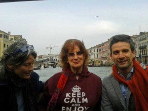Nina on the vaporetto canal bus in Venice
