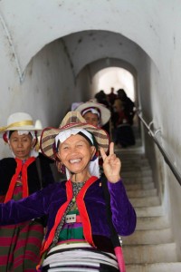 Hill tribe ladies on pilgrimage at the Myatheindan pagoda