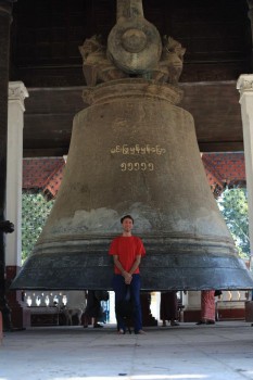 Author Jamyang Oliphant with the famous Mingun bell. (All photos by the author)