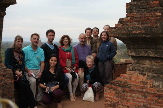 Our group, with one participant missing, on a pagoda’s rooftop in Pagan