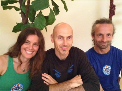 The three Yantra Yoga instructors. ( Mónika Lakatos, Zsolt Somogyvári, Zoltán Cser)