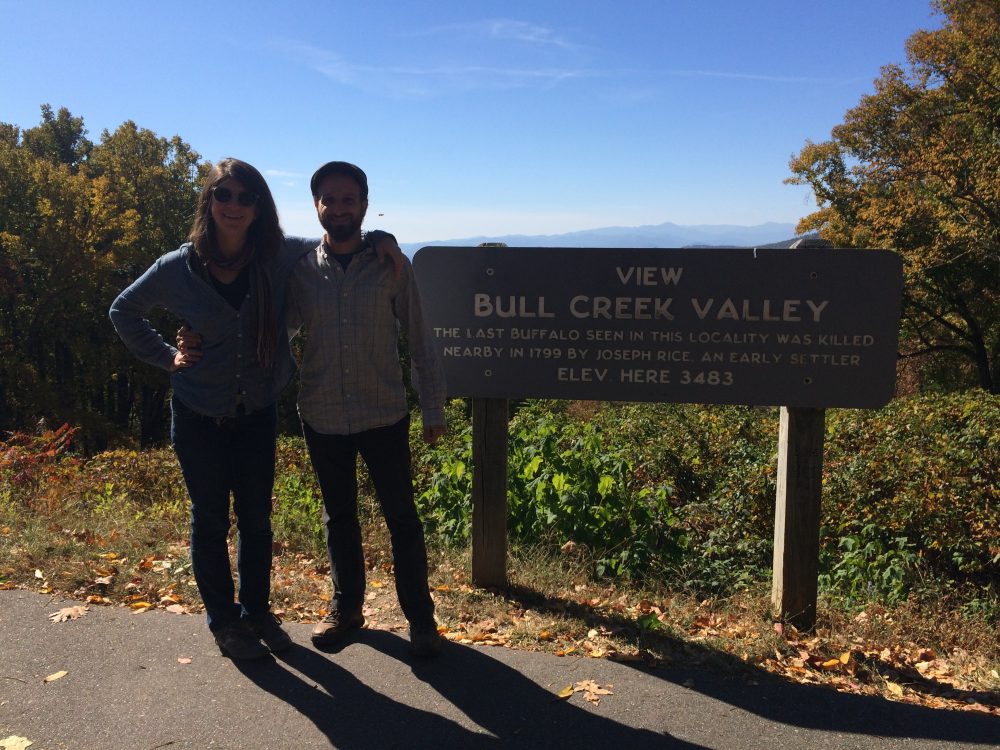 Friends Emily (l) and David (r) who took the fortunate instructor on an outing in the Blue Ridge Mountains