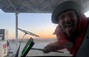 Elias washing the car