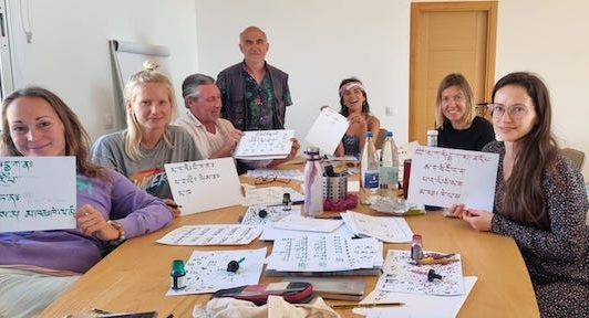 Calligraphy and Semantics Course at Dzamling Gar
