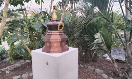 Lo Stupa con otto lati viene collocato a Dzamling Gar